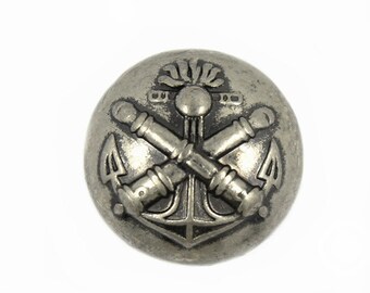Metal Buttons - Gray Silver Telescopes and Anchor Domed Metal Shank Buttons - 17mm - 11/16 inch - 6 pcs