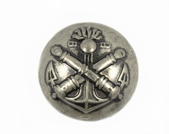 Metal Buttons - Gray Silver Telescopes and Anchor Domed Metal Shank Buttons - 17mm - 11/16 inch - 6 pcs