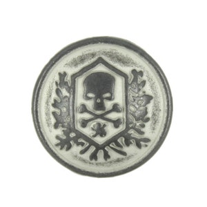 Metall-Knöpfe - Gunmetal Black Skull Emblem Muster Metall Schaft Buttons - 15mm - 5/8 Zoll - 6 Stück