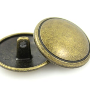 Metal Buttons - Antique Brass Metal Shank Buttons - 22mm - 7/8 Inch - 6 ...