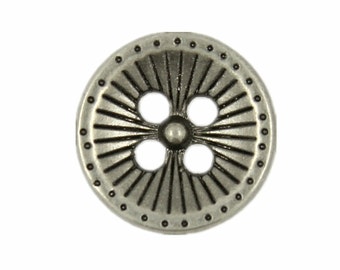 Metal Buttons - Gray Silver Dandelion Holes Buttons - 12mm - 1/2 inch - 6 pcs