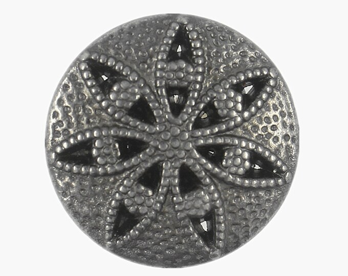 Metal Buttons - Nickel Silver Star Anise Flower Metal Shank Buttons - 20mm - 3/4 inch - 6 pcs