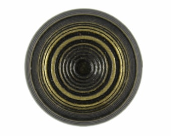 Metal Buttons - Concentric Circles Antique Brass Metal Shank Buttons - 23mm - 7/8 inch - 6 pcs