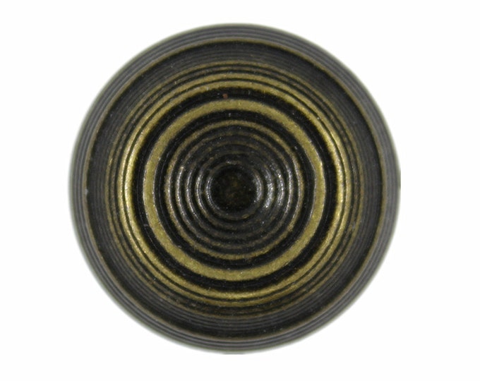 Metal Buttons - Concentric Circles Antique Brass Metal Shank Buttons - 23mm - 7/8 inch - 6 pcs