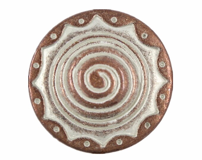 Metal Buttons - Swirl Metal Shank Buttons in Copper White Color - 23mm - 7/8 inch - 6 pcs