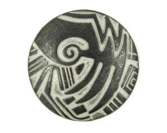 Metal Buttons - Pictograph Pattern Gunmetal White Metal Shank Buttons - 20mm - 3/4 inch - 6 pcs