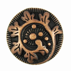 Metal Buttons - Swirl Fern Copper Metal Shank Buttons - 15mm - 5/8 inch - 6 pcs