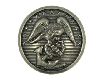 Metal Buttons - United States Marine Corps Old Emblem Gray Silver Metal Shank Buttons - 25mm- 1 inch - 6 pcs