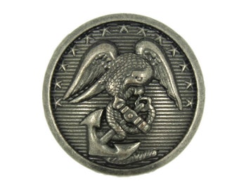 Metal Buttons - United States Marine Corps Old Emblem Gray Silver Metal Shank Buttons - 25mm- 1 inch - 6 pcs