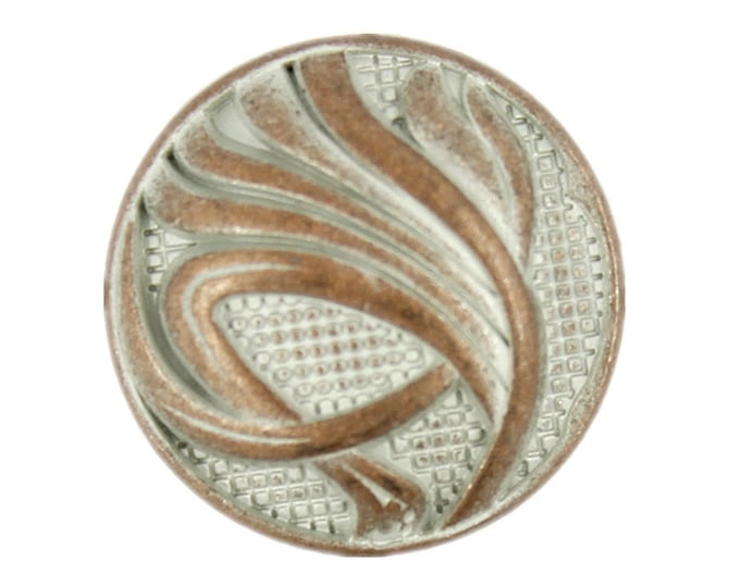 Metal Buttons - Dynamic Water Metal Shank Buttons in Copper Patina Color - 20mm - 3/4 inch - 4 pcs