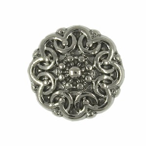 Metallknöpfe - mittelalterliche filigrane Metall Schaft Knöpfe in Gunmetal Farbe - 9mm - 3/8 Zoll - 6 Stück
