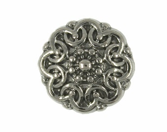 Metal Buttons - Medieval Filigree Metal Shank Buttons in Gunmetal color - 9mm - 3/8 inch - 6 pcs