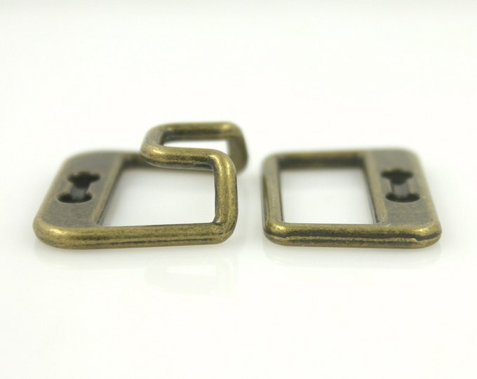 Trapezoidal Cloak Clasp Antique Brass Fasteners. 5 Pairs.