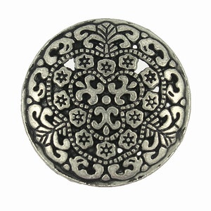 Metal Buttons - Gray Silver Hoya flower Metal Shank Buttons - 25mm - 1 inch - 6 pcs