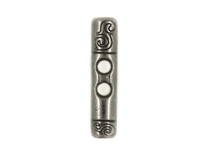 Metal Buttons - Gunmetal Cirrus Carving Oval Cylinder Metal Hole Buttons - 23mm - 7/8 inch - 6 pcs