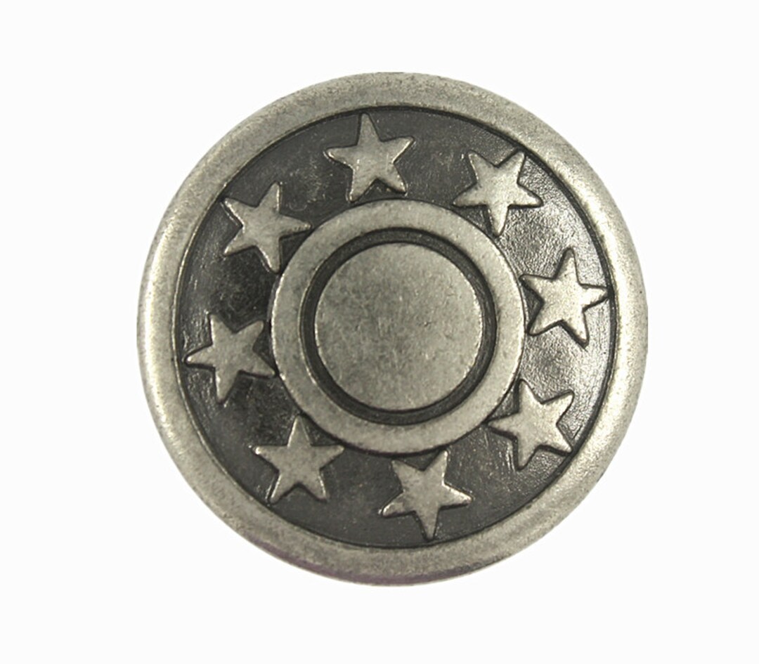 Metal Buttons - Star Decorative Border Gray Silver Metal Shank Buttons ...