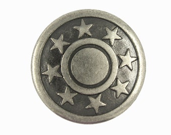 Metal Buttons - Star Decorative Border Gray Silver Metal Shank Buttons - 20mm - 3/4 inch - 6 pcs