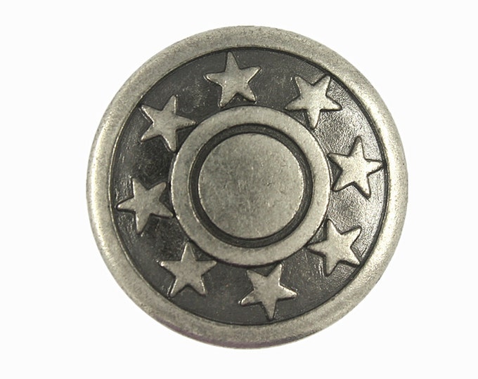 Metal Buttons - Star Decorative Border Gray Silver Metal Shank Buttons - 20mm - 3/4 inch - 6 pcs