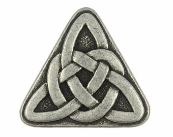 Metal Buttons - Celtic Knot Triangle Antique Silver Metal Shank Buttons  - 23mm - 7/8 inch - 3 pcs