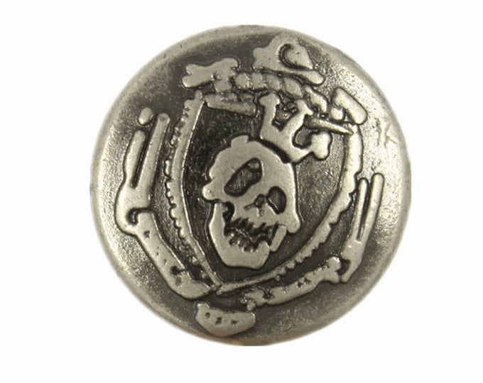 Metal Buttons - Skull King Gray Silver Metal Shank Buttons - 18mm - 11/16 inch - 6 pcs