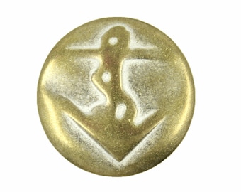 Metal Buttons - Brass White Embossed Misty Anchor Metal Shank Buttons - 20mm - 3/4 inch - 6 pcs