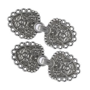 2 Pairs Romantic Bouquet Cloak Clasp Hook And Eye Gray Silver Fasteners. 62mm x 25mm Fastened.