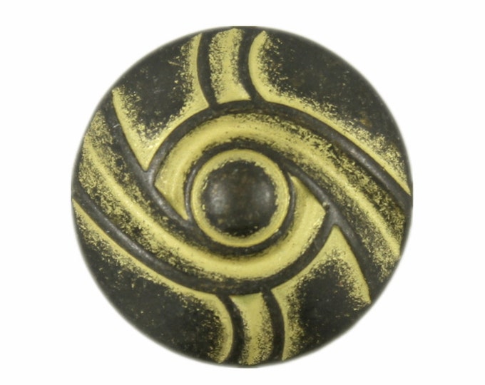 Metal Buttons - Storm Eye Yellow Gunmetal Metal Shank Buttons - 17mm - 11/16 inch - 6 pcs