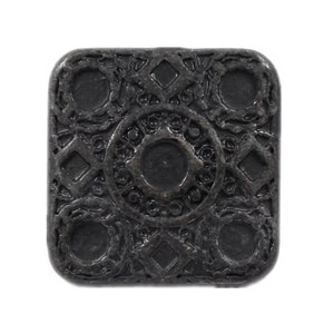 Botones de metal cuadrado - Redondo y cuadrado Matrix Vintage Black Metal Shank Buttons - 17mm - 11/16 pulgadas - 2 uds