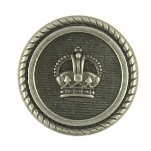 Metall Knöpfe - grau silber Krone Emblem Metall Schaft - 15mm - 5/8 Zoll - 6 Stück