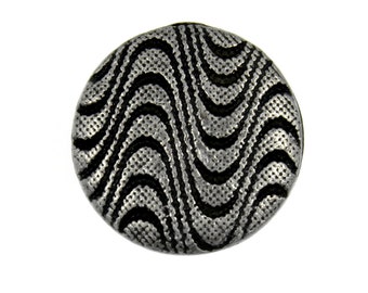 Metal Buttons - Antique Silver Ocean Waves Metal Shank Buttons - 15mm - 5/8 inch - 2 pcs