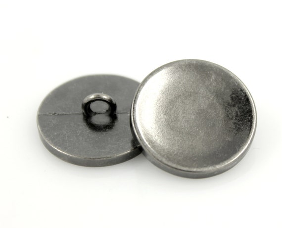 Metal Buttons - Concave Surface Gunmetal Metal Shank Buttons - 20mm - 3/4  inch - 6 pcs