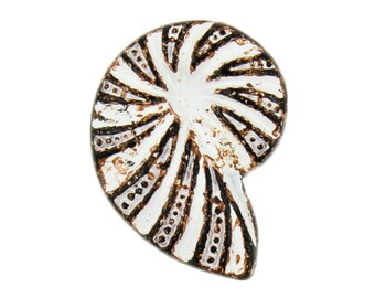 Metal Buttons - Ammonite White Rust Metal Shank Buttons - 20mm - 3/4 inch - 6 pcs