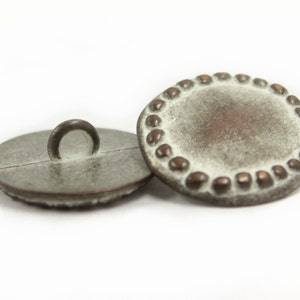 Metal Buttons Stone Circle Metal Shank Buttons in Copper White Patina Color 20mm 3/4 inch 6 pcs image 2