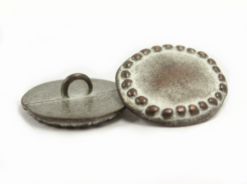 Metal Buttons Stone Circle Metal Shank Buttons in Copper White Patina Color 20mm 3/4 inch 6 pcs image 2