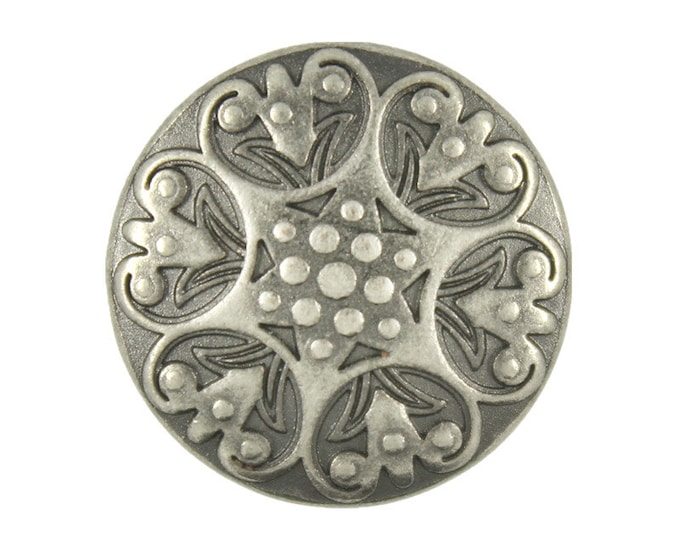 Metal Buttons -  Carved Floret Nickel Silver Metal Shank Buttons - 20mm - 3/4 inch - 6 pcs