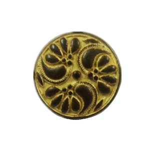 Small Metal Buttons - Flower Swirl Metal Shank Buttons in Gunmetal Yellow Color - 11mm - 7/16 inch - 6 pcs