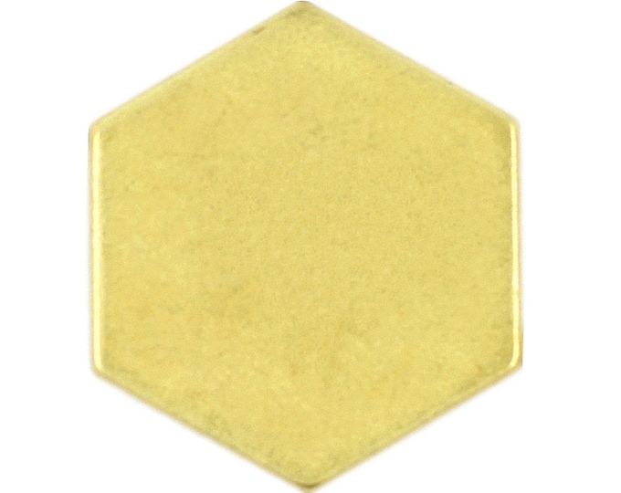 Metal Buttons - Hexagon Brass Color Metal Shank Buttons - 18mm - 11/16 inch - 6 pcs