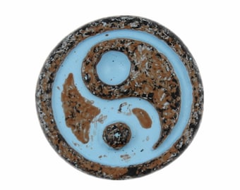 Metal Buttons - Yin and Yang Blue Patina Metal Shank Buttons - 20mm - 3/4 inch - 6 pcs