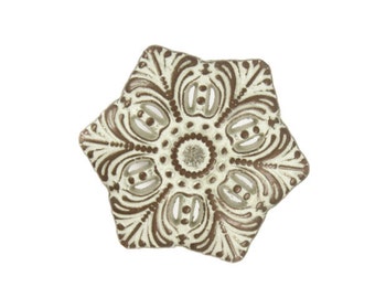 Metal Buttons - Copper White Snowflake Metal Shank Buttons - 20mm - 3/4 inch - 6 pcs