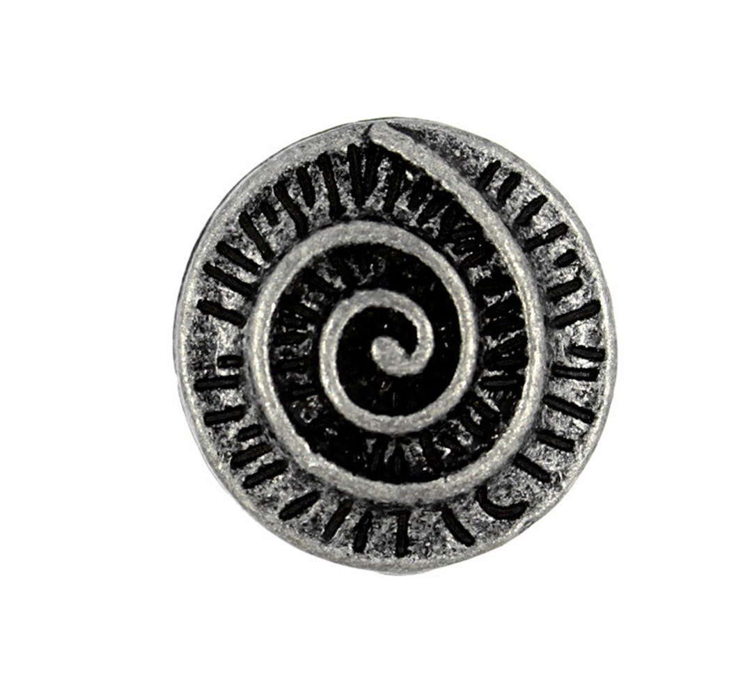 Shell Metal Buttons Spiral Shell Antique Silver Metal Shank Buttons ...