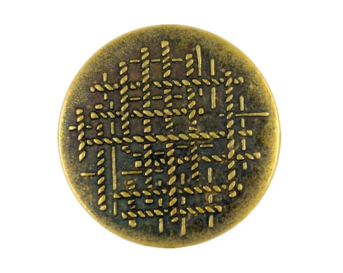 Metal Buttons - Ropes Interwoven Patterns Antiqued Brass Metal Shank Buttons - 20mm - 3/4 inch - 6 pcs