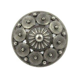 Metal Buttons - Fancy Openwork Conical Metal Shank Buttons in Gray Silver Color - 23mm - 7/8 inch - 6 pcs