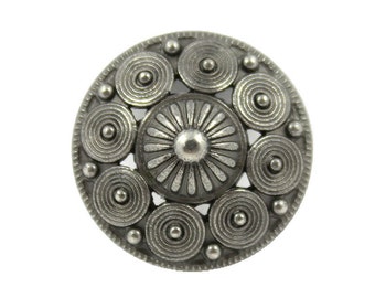 Metal Buttons - Fancy Openwork Conical Metal Shank Buttons in Gray Silver Color - 23mm - 7/8 inch - 6 pcs