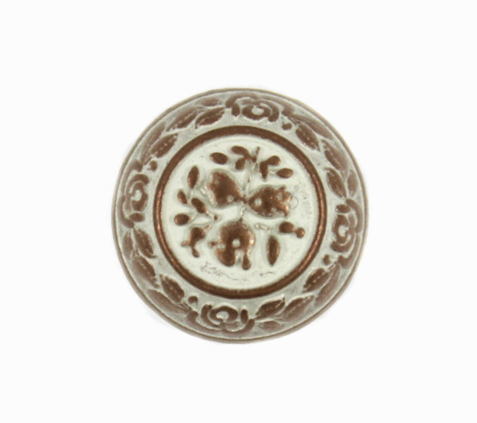 Metal Buttons - Truncated Cone Shaped Flower Carving Copper White Metal ...