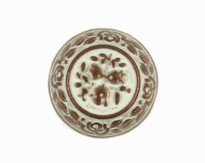 Metal Buttons - Truncated Cone Shaped Flower Carving Copper White Metal Shank Buttons - 15mm - 5/8 inch - 6 pcs