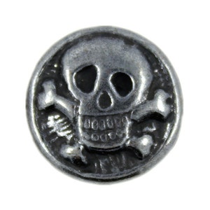 Metal Buttons - Funky Skull Gunmetal Metal Shank Buttons - 18mm - 11/16 inch - 6 pcs