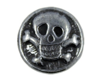 Metal Buttons - Funky Skull Gunmetal Metal Shank Buttons - 18mm - 11/16 inch - 6 pcs