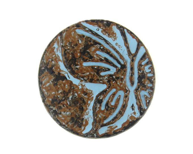 Metal Buttons - Blue Patina Butterfly Metal Shank Buttons - 17mm - 11/16 inch - 6 pcs
