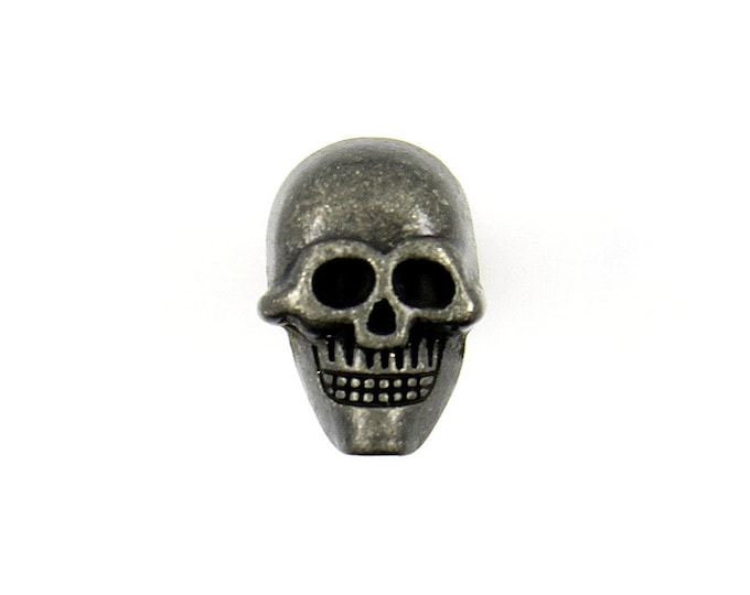 Metal Buttons - Antique Silver Skull Metal Shank Buttons - 13mm - 1/2 inch - 4 pcs