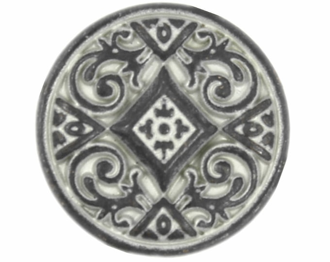 Metal Buttons - Flower Lattice Gunmetal White Metal Shank Buttons - 15mm - 5/8 inch - 6 pcs